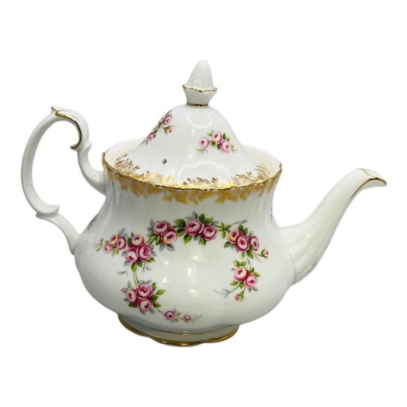 ROYAL ALBERT Dimity Rose Bone China England Teapot and Lid - Picture 9 of 9